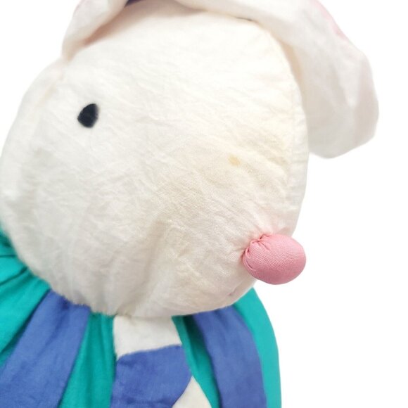 Vintage Dept 56 White‎ Nylon Easter Bunny Rabbit Plush Stuffed Animal 80s - Picture 5 of 6
